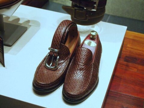 mens exotic brown leather shoes & belts