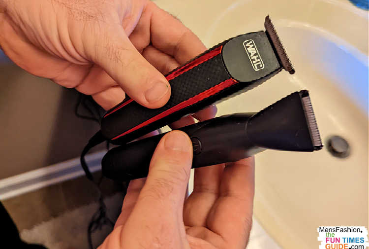 The Wahl trimmer on the left is the one I used to use for full body trimming. Now I use the Ballsy B2 trimmer on the right instead. 